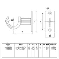 Doos Leuningdrager met inleg - zwart-C / 33,7 mm (50 stuks)